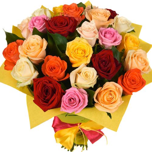 25 разноцветных роз с доставкой по Карабулаку